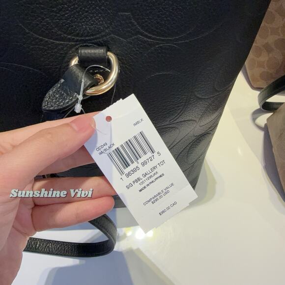 NWT Bundle COACH CCD49 Station Tote Bag & CCL35 Long Wallet Signature Gold/Black - Picture 8 of 11